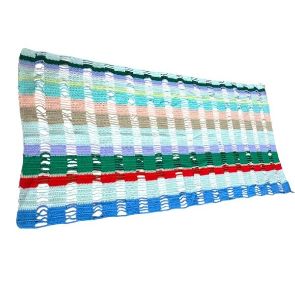 Handmade VTG Knit Crochet Throw Blanket Afghan Grannycore Cabin Cottage ~ 68x32 - Picture 1 of 6